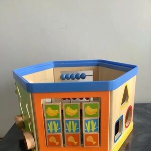 Wooden Activity Cube for Kids - Blue/Orange